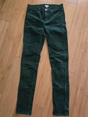 J. Crew Women's Forest Green Skinny Velvet Jeans - 24